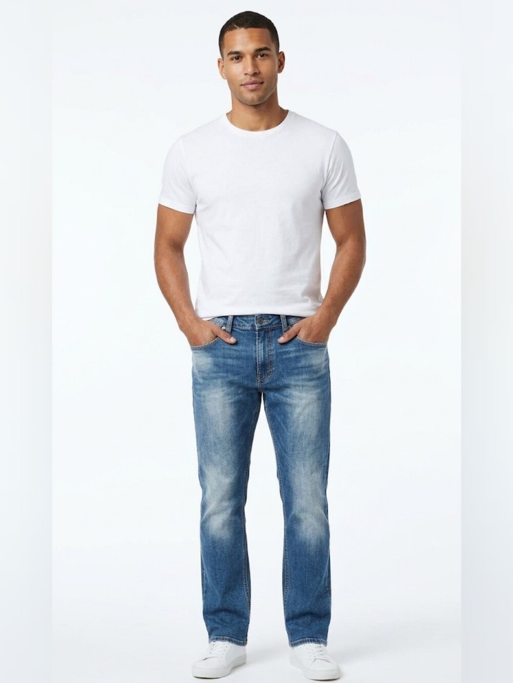 Driven-x Buffalo David Bitton Distressed Blue Straight Stretch Jeans W32 L30